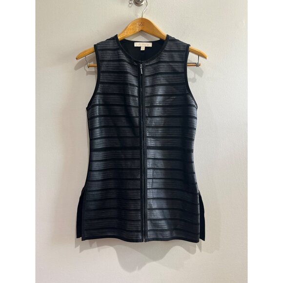 Etcetera Jackets & Blazers - Etcetera Leather Vest Womens 2 Black Full Zip Long Length